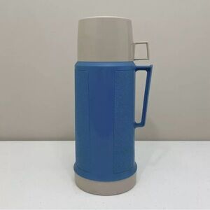 Vintage Bright Blue Thermos Narrow Neck 11.5” Model 25Q